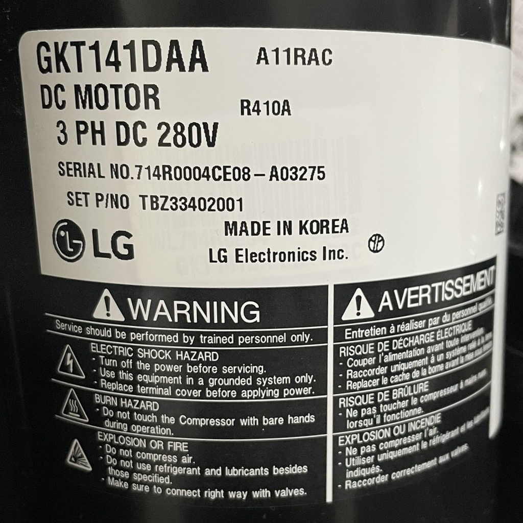 COMPRESOR DE A/A KOREA,18KBTU R410