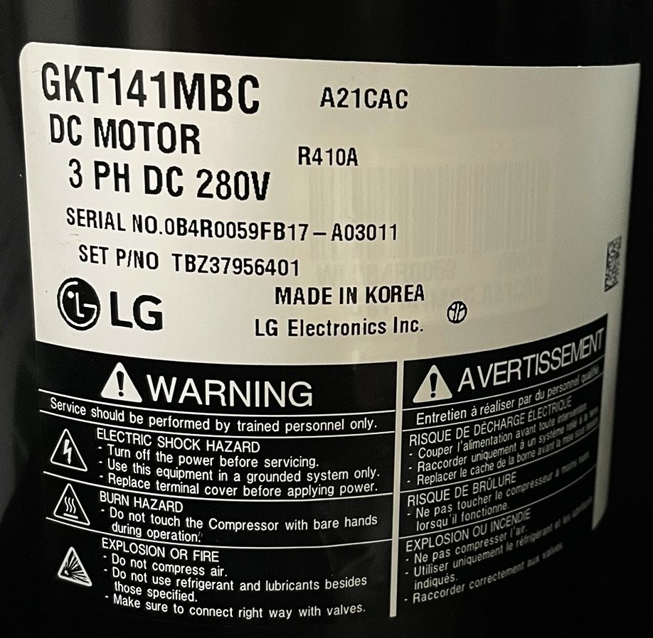 COMPRESOR KOREA, 18 Y 21 KBTU / R410