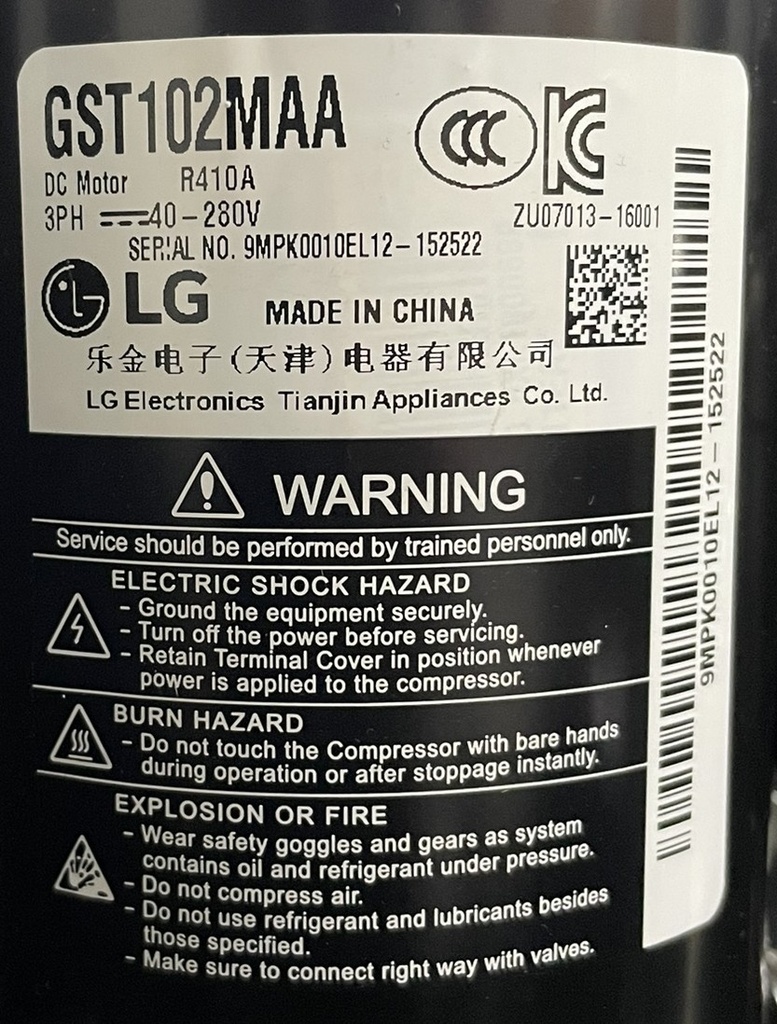 COMPRESOR GST102MAA DE A/A